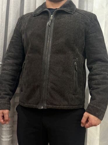 kişi üçün yun gödəkçələr: Kişi üçün qışlıq gödəkcə - Rəng: tünd boz/qarayaxın - Material: süet — 3