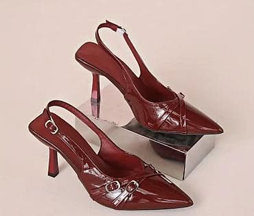 Ölçü-39 Qadın üçün laklı slingback tərzli dikdaban ayaqqabı - Rəng