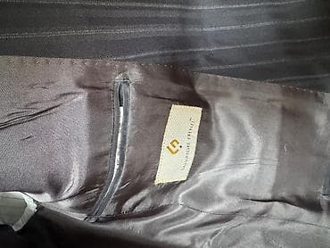 deniz geyimi: Kişi kostyumu – tünd boz rəngdə, incə şaquli zolaqlı klassik dəst — 6