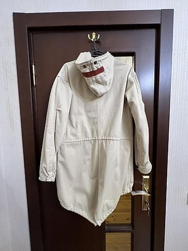 black squad jakna: Bej rəngli kapüşonlu parka-kurtka - Material: qalın pambıq/parça — 5