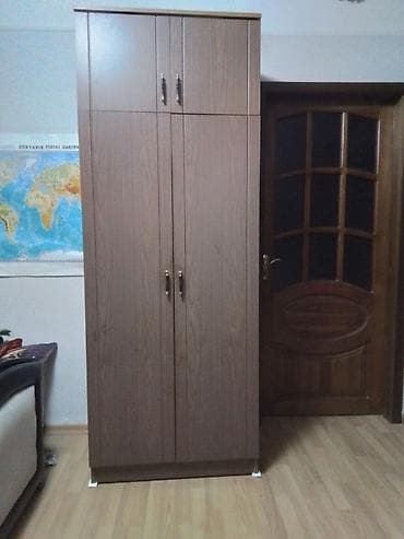 ugur mebel: İşlənmiş, 4 qapılı, Qəhvəyi, Taxta, Açılan, Düz dolab — 1