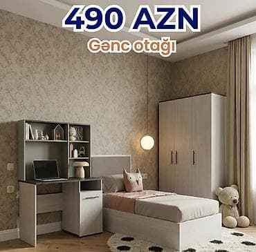 stol stul mebel: Gənc otağı dəsti – 490 AZN Komplektə daxildir: - Tək nəfərlik çarpayı — 1