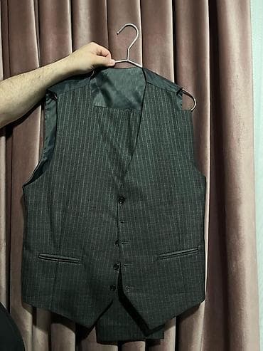 baggy şalvarlar: Kişi kostyumu – qrafit rəngli, incə şaquli zolaqlı (pinstripe) — 8