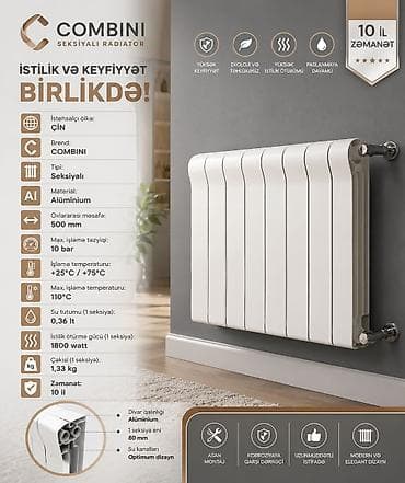 ev qizdiran: Yeni Seksiyalı Radiator Alüminium, Ödənişli çatdırılma, Ödənişli quraşdırma, Zəmanətli, Kredit yoxdur — 6