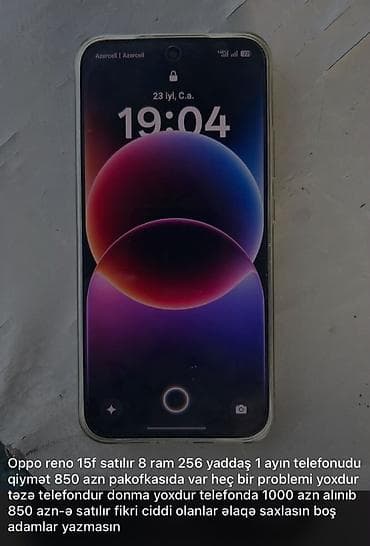 Oppo Reno 14 F, 256 GB, rəng - Mavi, İki sim kartlı