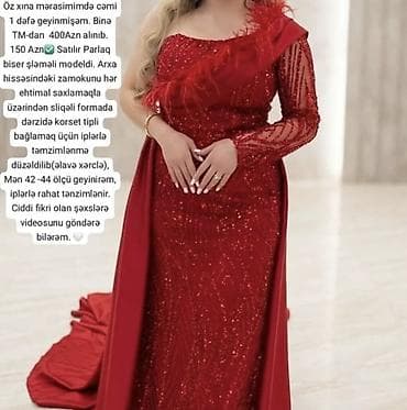Личные вещи: Qırmızı rəngli, parlaq bəzəkli gecə/libas - Model: Bir çiyinli — 2