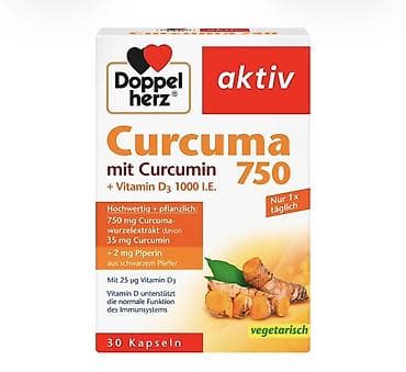 ağ krasovka: Doppelherz aktiv Curcuma 750 – kapsul şəklində bitki mənşəli kompleks — 1