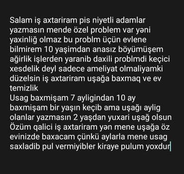 Uşaq baxımı və ev təmizliyi xidməti - Evdə uşaq baxımı: 2 yaşdan