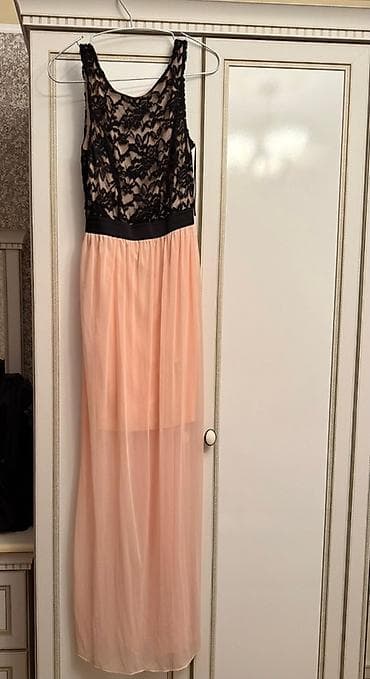 Zərif ziyafət/libas - Model: uzun paltar - Üst hissə: qara krujeva