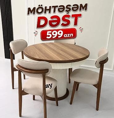plasmas stol: Masa Dəsti – 4 nəfərlik, zövqlü və keyfiyyətli - Masa ölçüsü: 100 × — 1