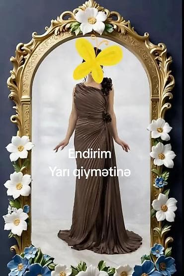 Платья: Qadın geyimləri – müxtəlif modellər - Şokolad rəngli, birqollu — 1