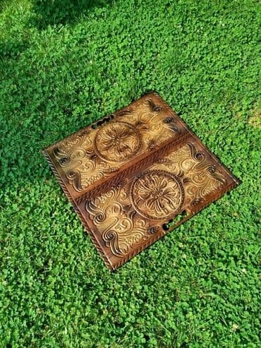 Hovuzlar: Ağac oyma nərd-taxta dəsti - Material: tam ağac (əl işçiliyi oyma — 7