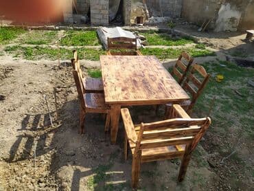 Ev üçün mebel: Bağ evləri, restoran (kafe pub ) üçün taxta masa ve oturacaq — 3