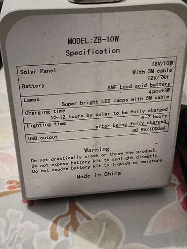 mərmər panel: Portativ günəş enerjisi sistemi – WOVS ZB-10W Komplekt: - 18V/10W — 3