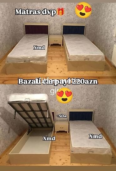 Yeni, Təknəfərlik çarpayı, Bazalı, Matras ilə, Siyirməsiz — 1