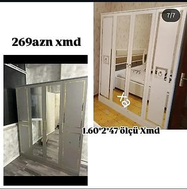 Güzgülü qapıları olan 4 qapılı paltar şkafı. - Ölçü: 1.60 × 2 × 47 at lalafo.az Güzgülü qapıları olan 4 qapılı paltar şkafı. - Ölçü: 1.60 × 2 × 47
