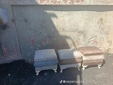 qonaq stulu: Pufik oturacaq, Vеlur parça, rəng - Boz — 1