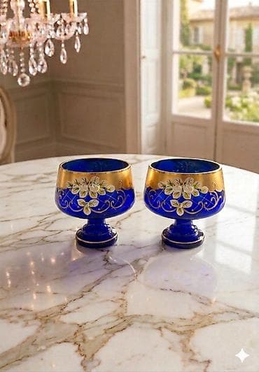 Qədəhlər, rəng - Mavi, Şüşə, 2 ədədli dəst, 250 ml