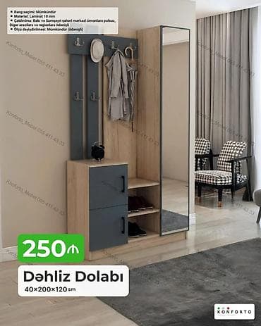 Dəhliz dolabı – 40×200×120 sm - Funksional dizayn: üst hissədə