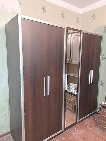 kupe dolablar: 5 qapı, Güzgülü, Qəhvəyi, Taxta, Kupe, Düz dolab — 1