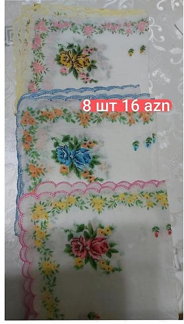 Текстиль: - Məhsul: klassik dəsmal dəsti - Dəst: 8 ədəd - Dizayn: Çiçək — 1