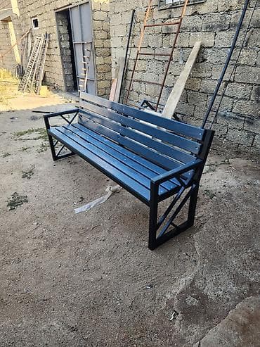 Садовая, уличная мебель: Metall karkaslı bağ skamyası - Material: qalın divarlı metal profil — 1