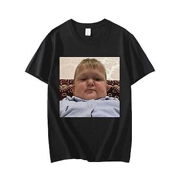 Топы и рубашки: Qara rəngli qısaqol T-shirt kolleksiyası – ön hissədə yumoristik uşaq — 3