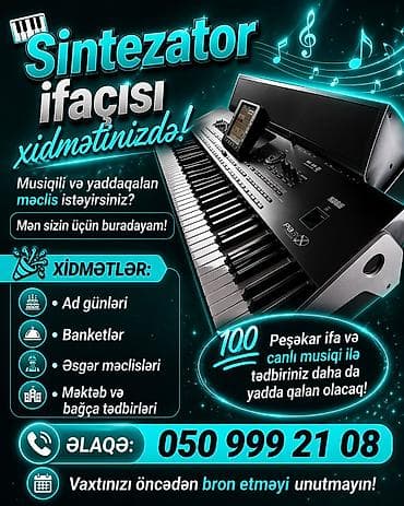 Sintezator ifaçısı xidməti Peşəkar canlı musiqi ilə tədbirlərinizə
