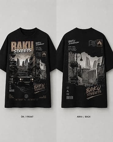 forma herbi: Məhsul: “BAKU Streets” temalı qrafik T‑şört - DTF çap forması ilə — 2