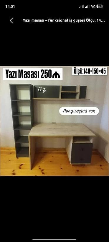 ofis ustolu: Yazı masası – funksional iş guşəsi - Ölçü: 140 × 150 × 45 sm - — 1