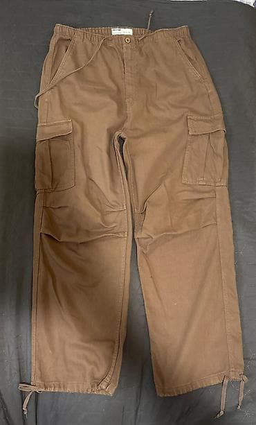 Bol kəsim Şalvar, Bershka, XL, rəng - Qəhvəyi — 4