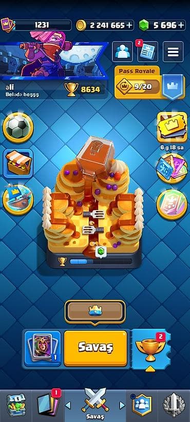 Clash Royale hesabı - Trofey: 8634 - Oyun daxili qızıl: 2 241 665 -