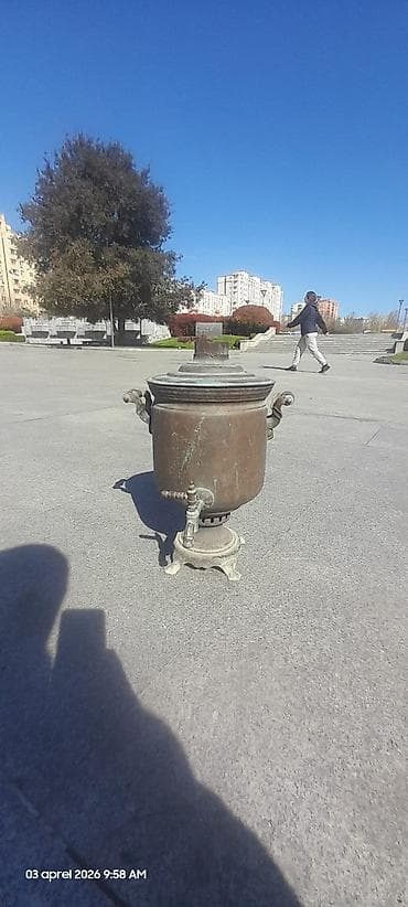 şifer ucuz: Köhnə üslubda hazırlanmış mis samovar, çay hazırlamaq və ya dekorativ — 2