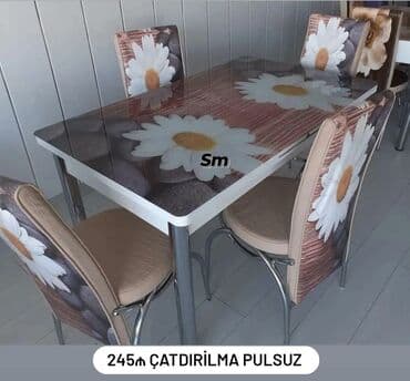 Masa və oturacaq dəstləri: Mətbəx üçün, Yeni, Açılan, Dördbucaq masa, 4 stul — 1