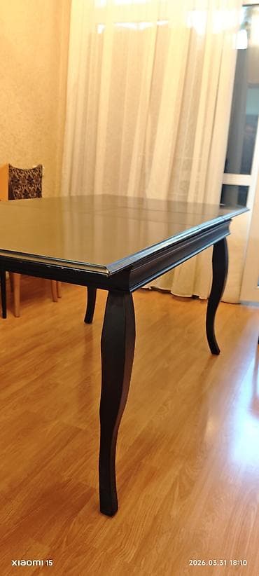 stol taxta: Qonaq masası, İşlənmiş, Açılan, Taxta, Dördbucaq masa — 4