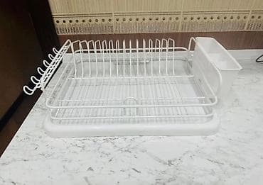 paltar qurutma asilqani: Mətbəx üçün boşqab-qab quruducu rəf - Rəng: ağ - Material: metal — 1