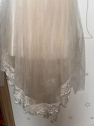 детские юбки для танцев для девочки: Uşaq üçün zərif ziyafət paltarı - Rəng: üst hissə ağ, ətək şampan-bej — 3