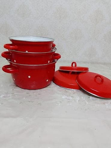Посуда для готовки: Кастрюля, цвет - Красный, СССР — 2