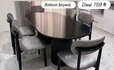 bar oturacaq: Mətbəx üçün, Açılmayan, Oval masa, 6 stul — 1