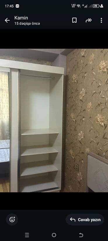 газовый камин: 2 qapılı şkaf 1 ədəd kravat şkafın her iki tərəfində paltar asmaq — 2