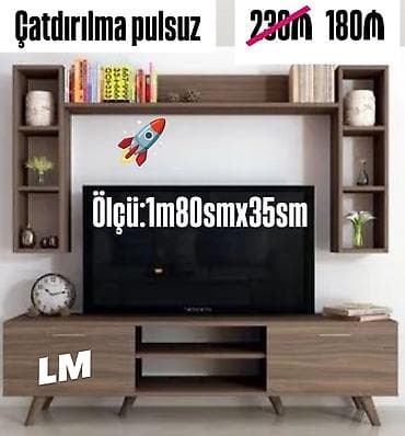 divar rəf: Düz TV altlığı, Polkalı, Laminat — 1