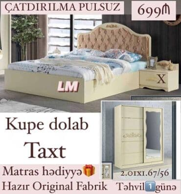 Yataq dəsti: taxt+kupe dolab fabri̇k i̇stehsali ori̇gi̇nal 💥
