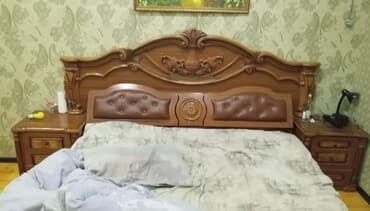 Klassik üslubda taxta iki nəfərlik çarpayı dəsti matras qariwiq