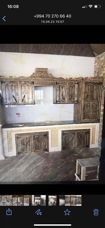 metbex mebeli 2020: Taxtadan hər növ mətbəx mebelləri Rustik üslubda massiv ağac mebellər — 1