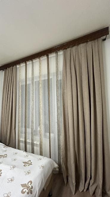 Pərdə dəstləri – 3 otaq üçün tam komplekt - Material: qalın dekorativ