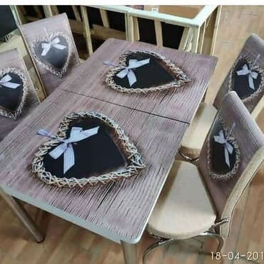 телефон флай 510: *Hazır elde olan* ✔️Türk istehsalı🇹🇷 ✔️Kuxna üçün stol stul dəsti ✔️ — 1