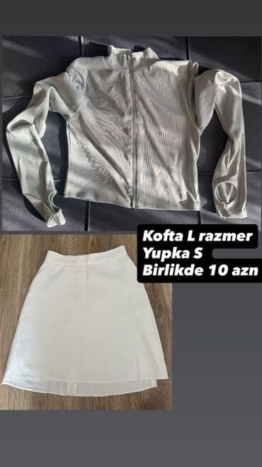 Alfa Romeo: Komplekt: kofta + yubka - Kofta: açıq boz rəng, fermuarlı, uzunqol — 1