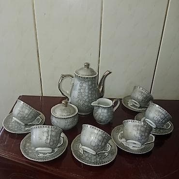 cay: Çay dəsti, rəng - Boz, Farfor — 1