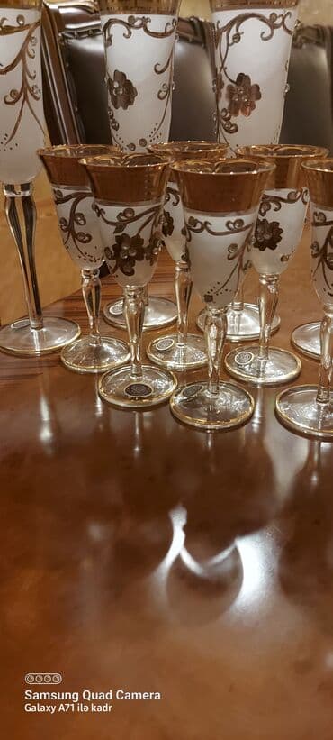 12 yas ucun tortlar: Qədəhlər, rəng - Qızılı, Şüşə, 12 ədədli dəst — 3