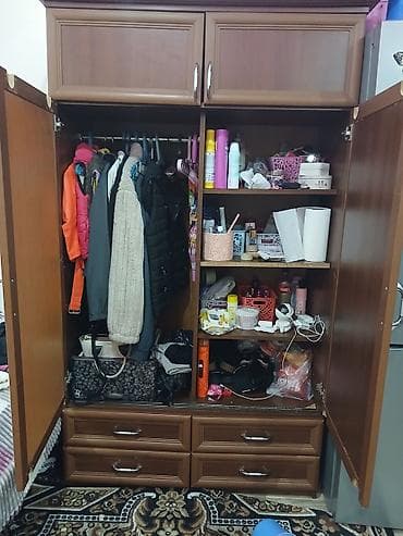 taxta polka: İşlənmiş, 2 qapılı, Güzgülü, Qəhvəyi, Taxta, Açılan, Düz dolab — 2